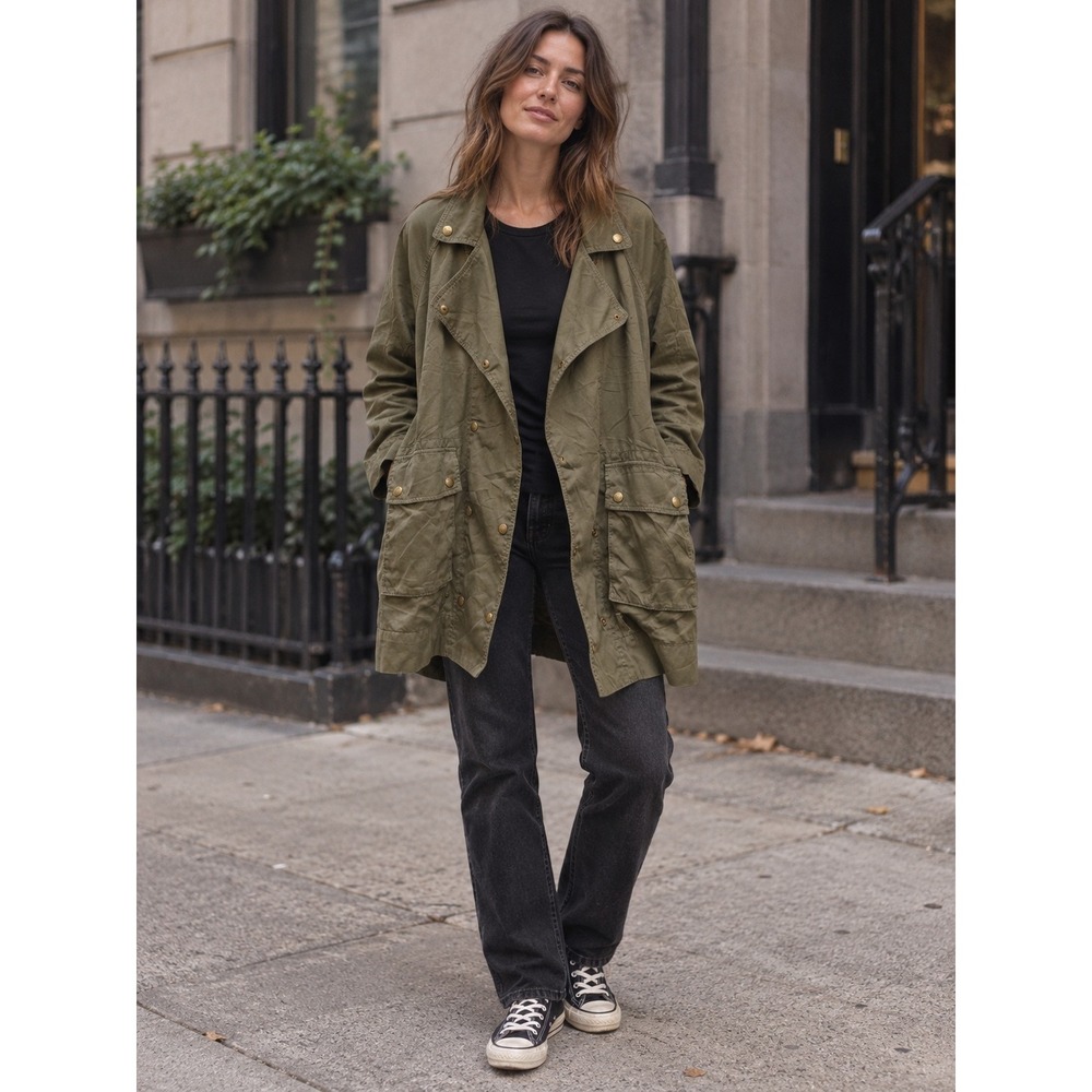 Current/Elliott Infantry Jacket Women Size 2 Olive Green Utility Army Coat